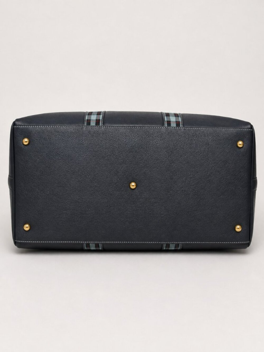 Vintage Burberrys Midnight Navy Leather Boston Duffel Travel Bag - Picture 7 of 13